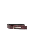 Dark Red Embossed Leather Belt