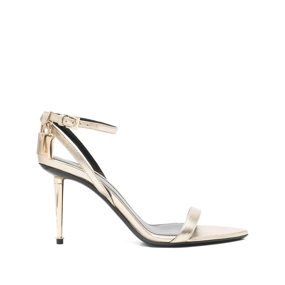 Gold Tone Ankle Strap Sandal