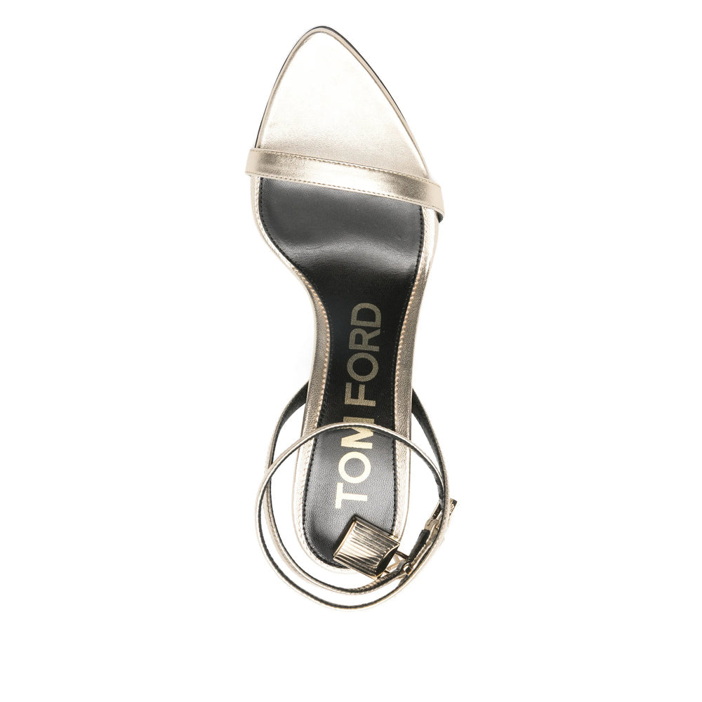 Gold Tone Ankle Strap Sandal