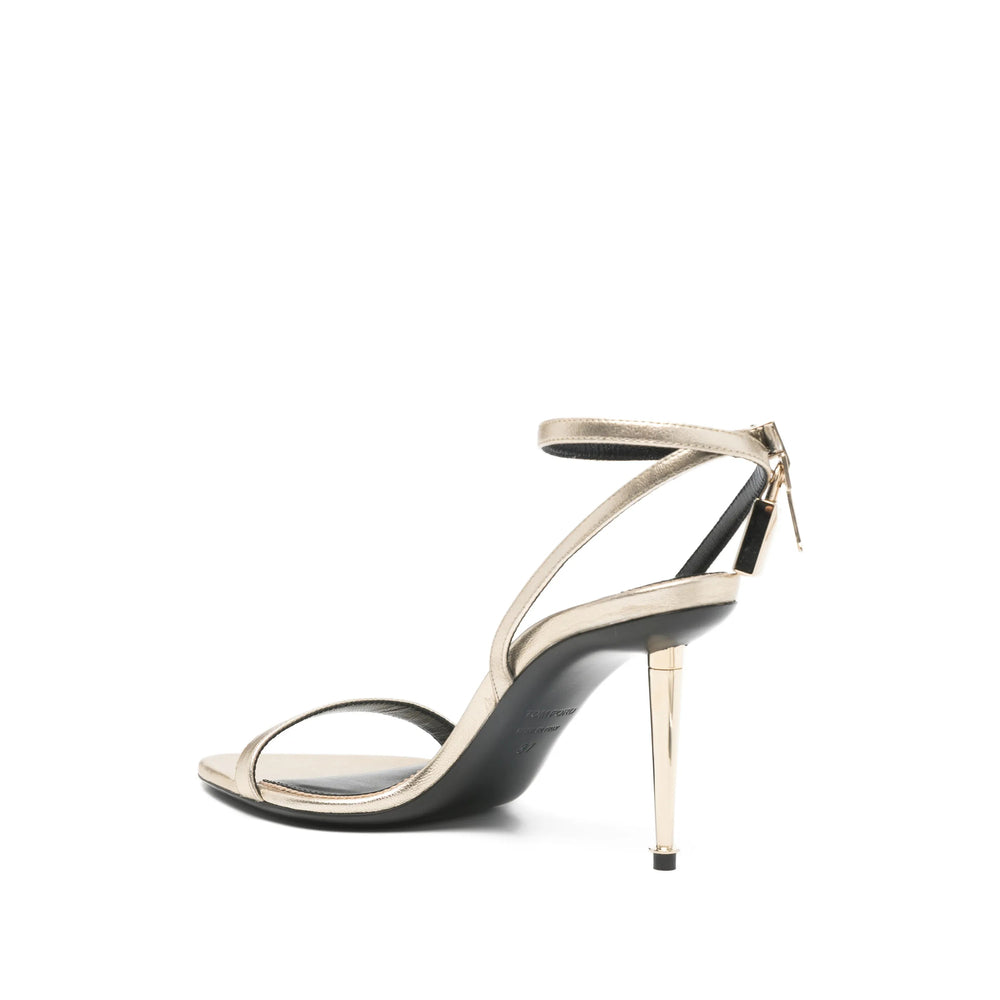 Gold Tone Ankle Strap Sandal