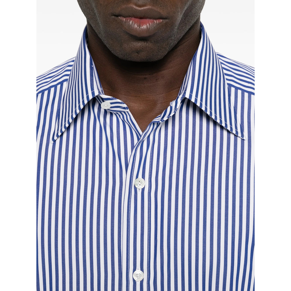 Crisp Navy Striped Button-down