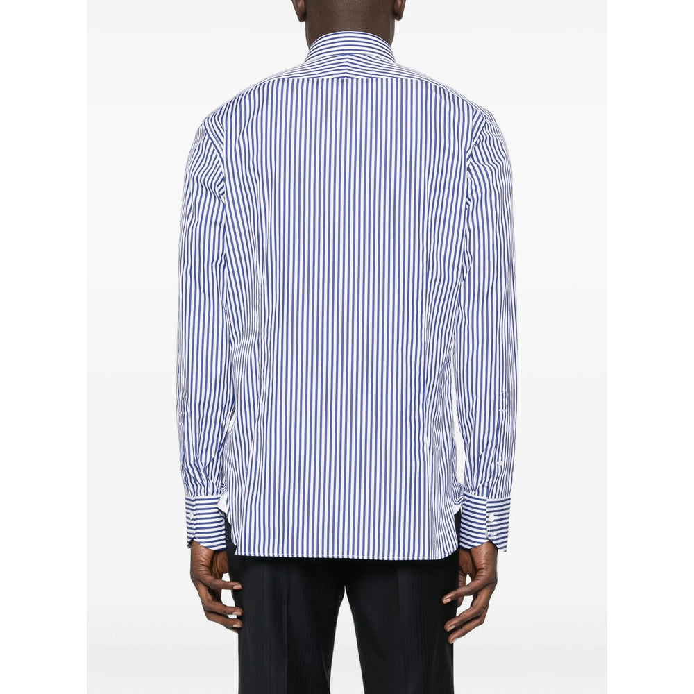 Crisp Navy Striped Button-down