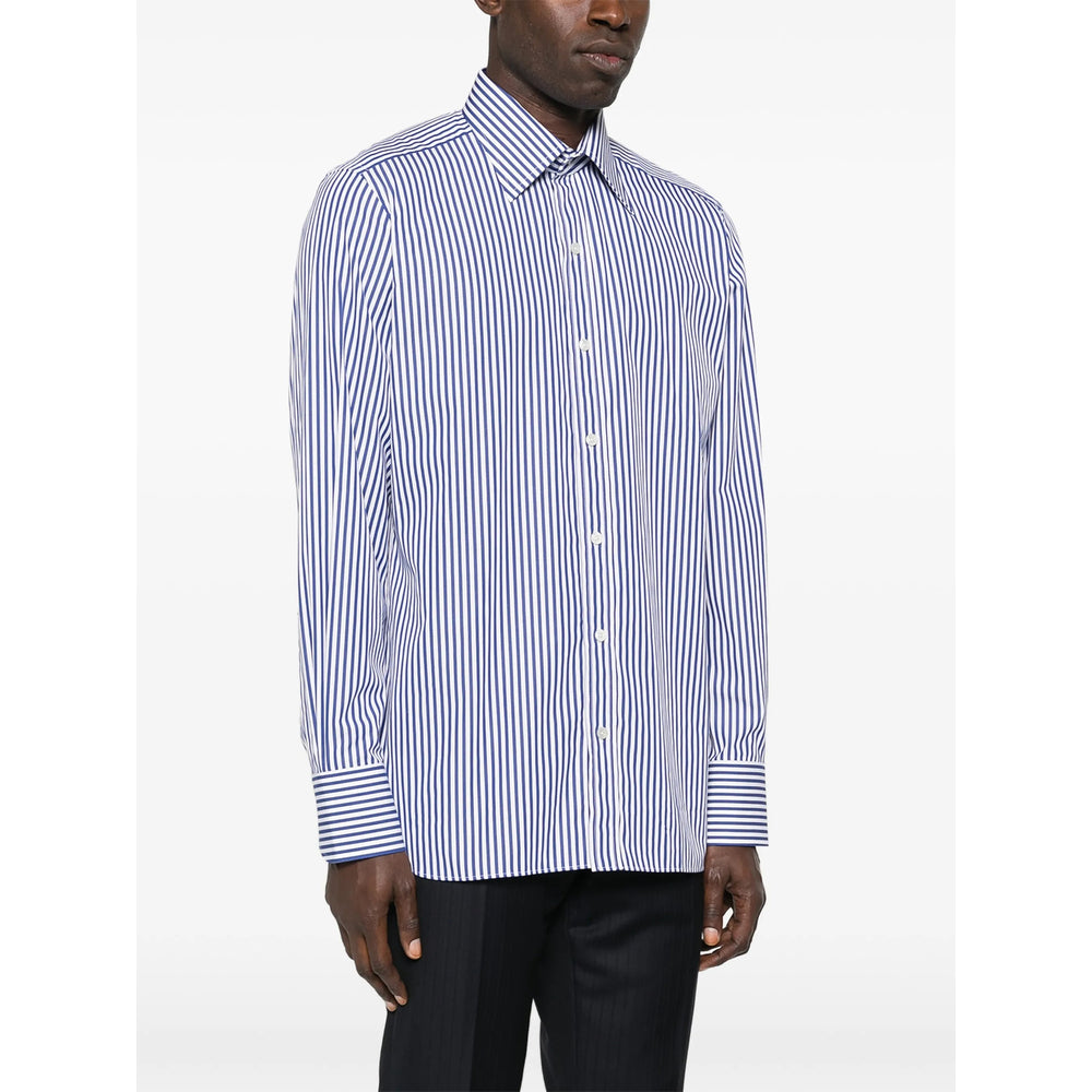Crisp Navy Striped Button-down