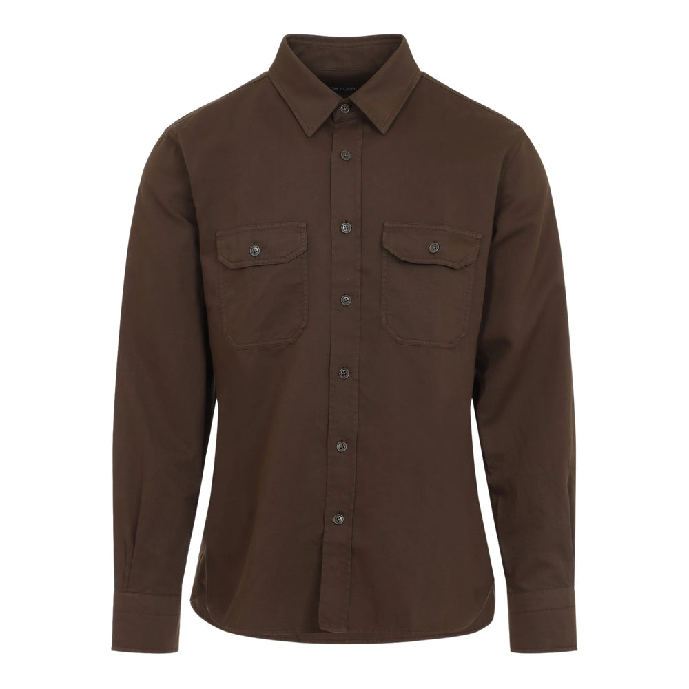 Bronze Olive Point Collar Shirt