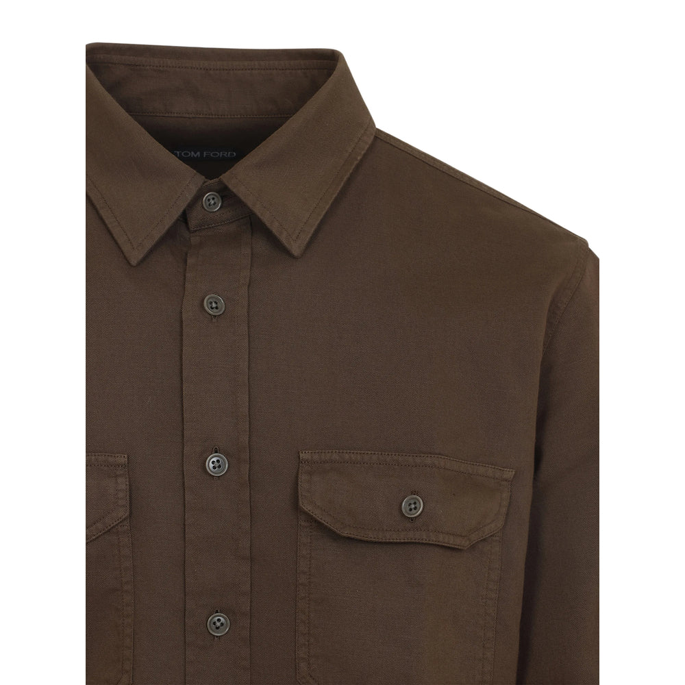 Bronze Olive Point Collar Shirt