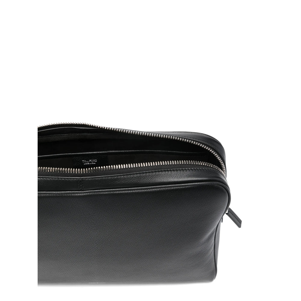 Sleek Black Calf Leather Satchel