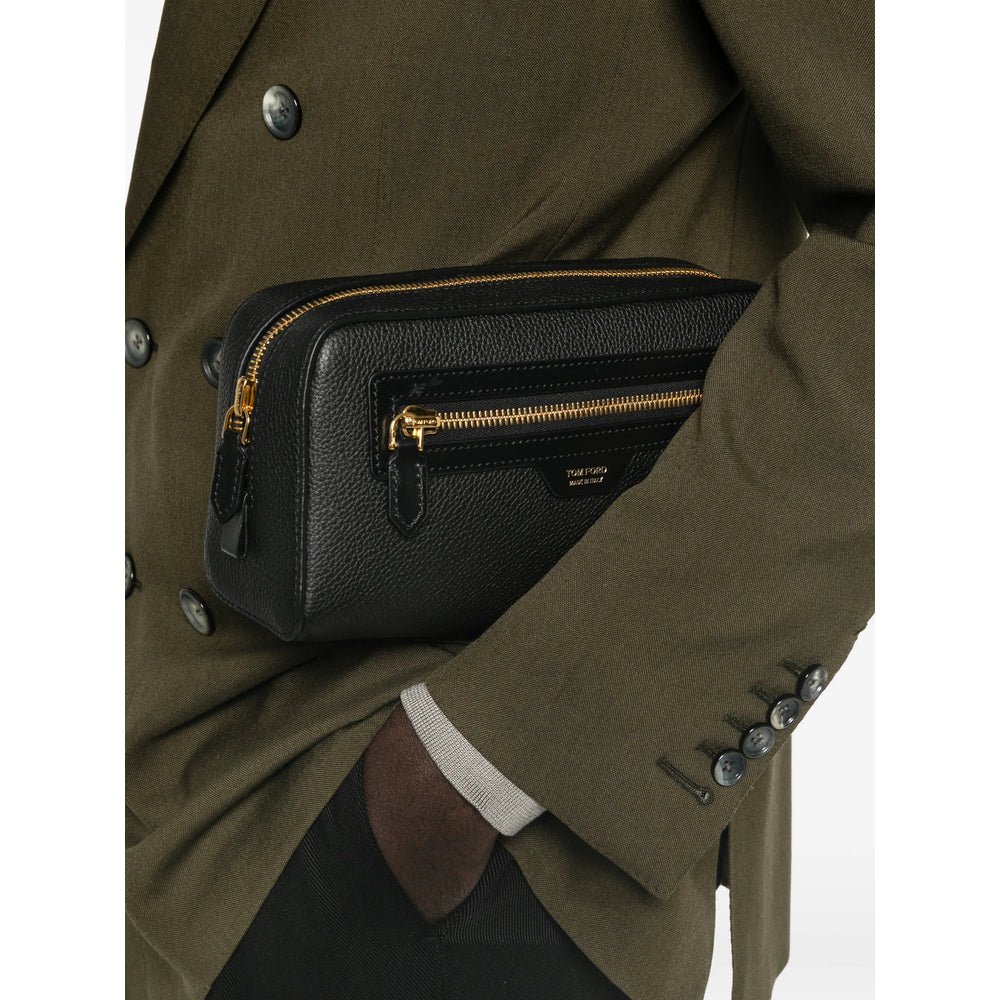 Black Grained Calf Leather Trench