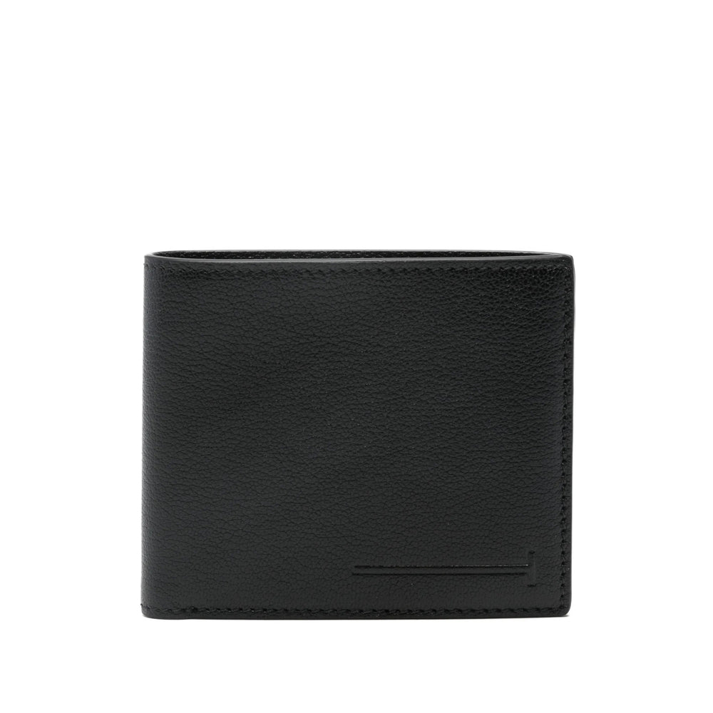 Sleek Black Textured Calf Leather Wallet