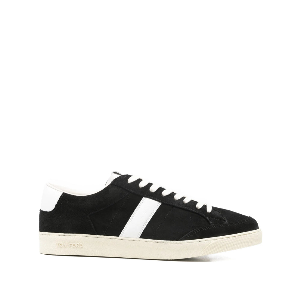 Black Calf Leather Lace-up Flats
