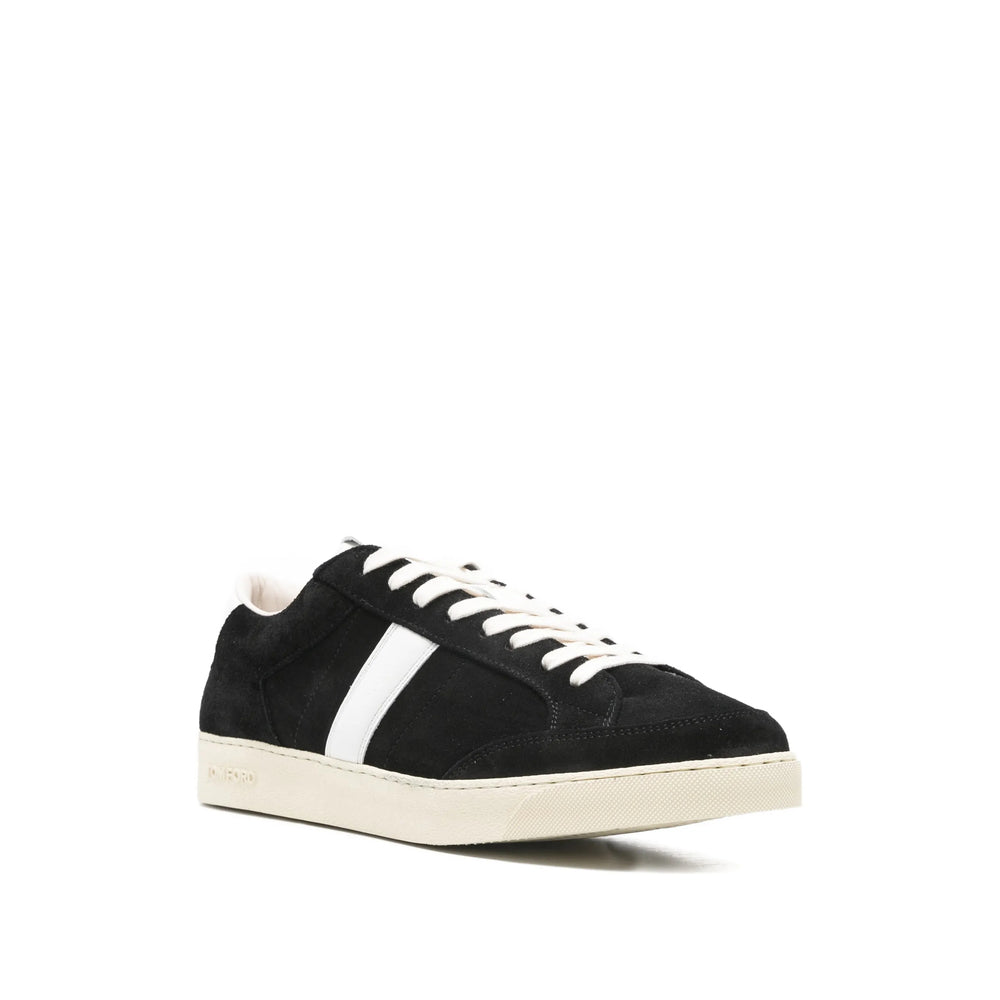 Black Calf Leather Lace-up Flats