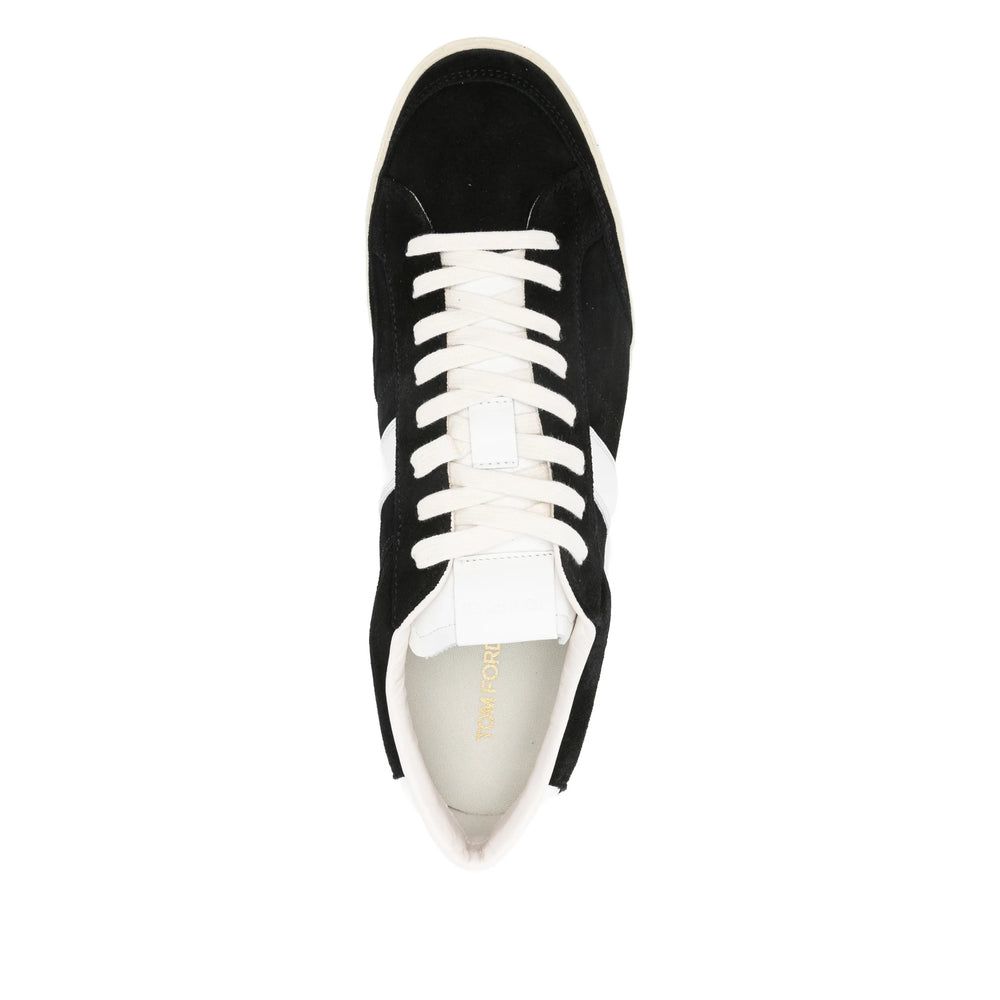 Black Calf Leather Lace-up Flats