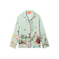 Blue Floral Silk Button Front