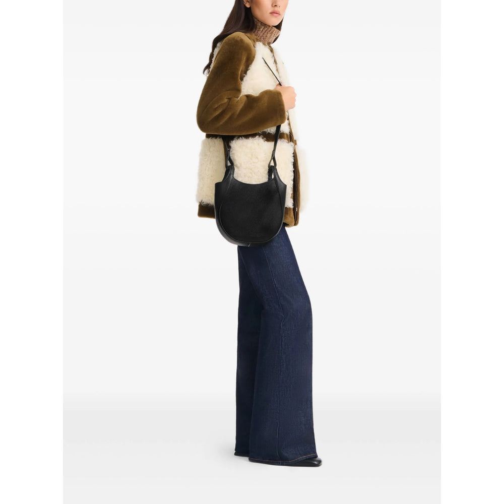 Black Grained Leather Satchel