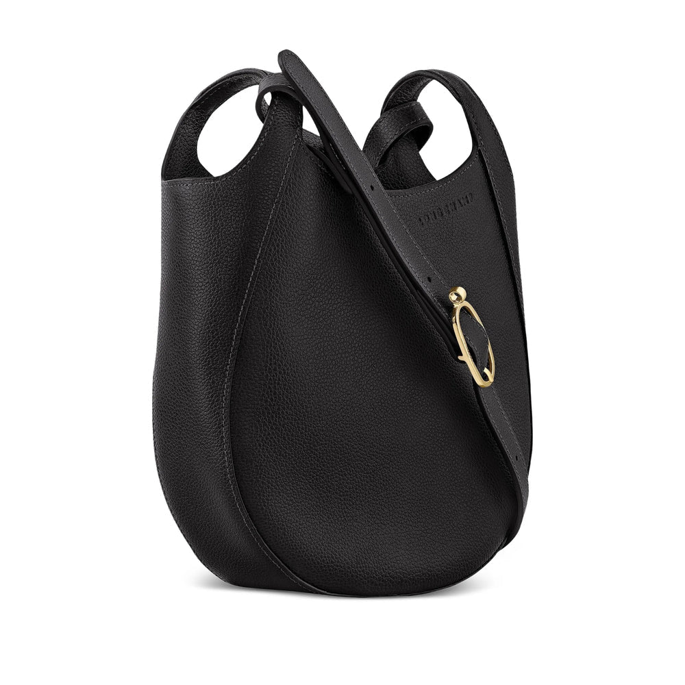 Black Grained Leather Satchel