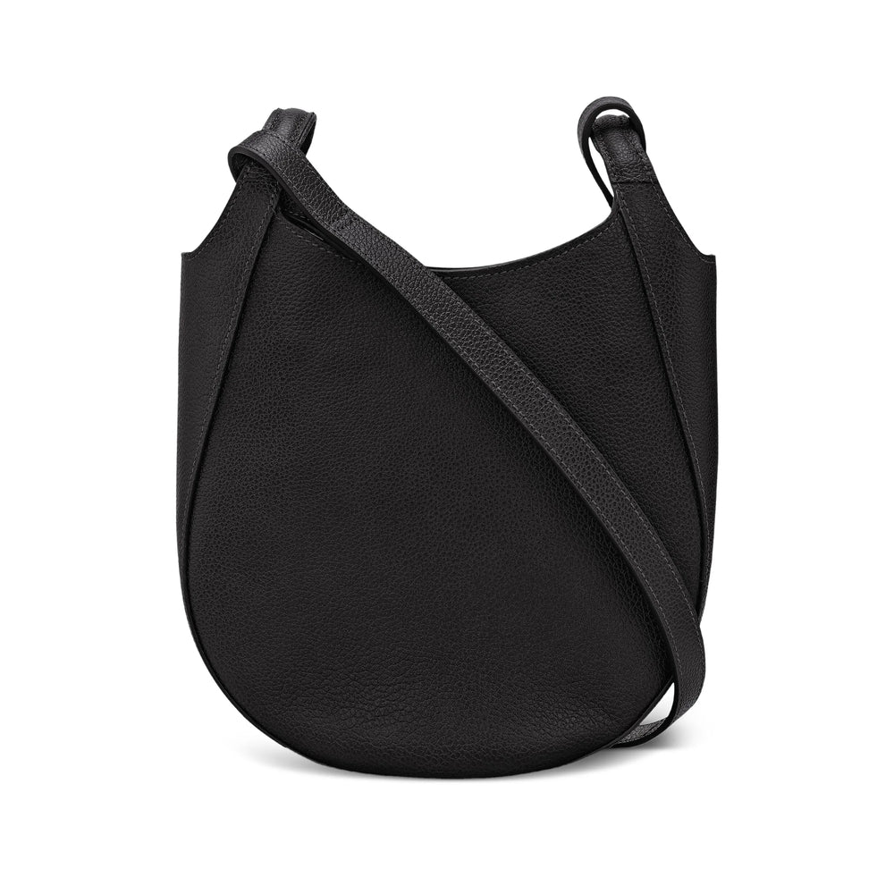 Black Grained Leather Satchel
