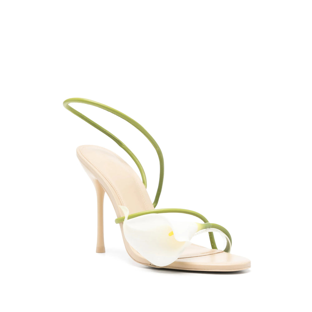 Delicate Floral Calf Strap Stiletto