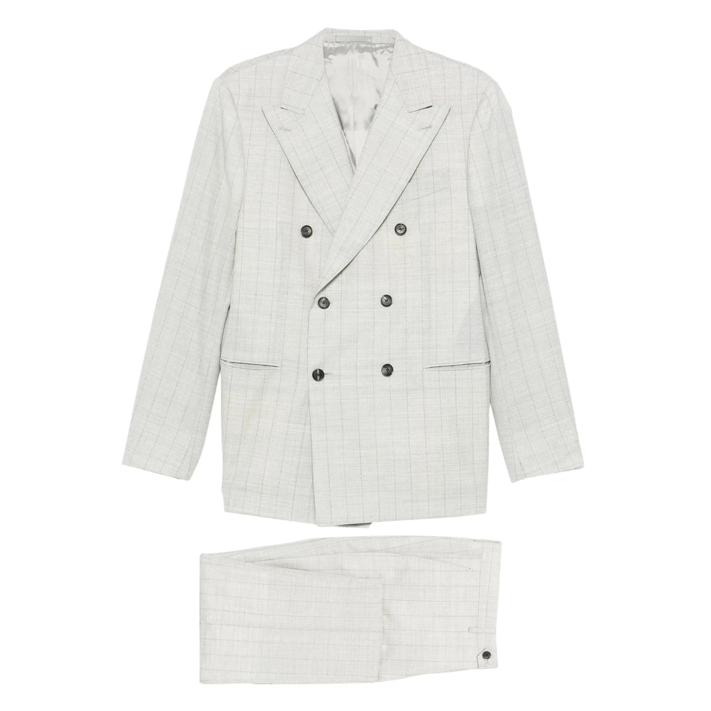 Grey Wool Check Coat