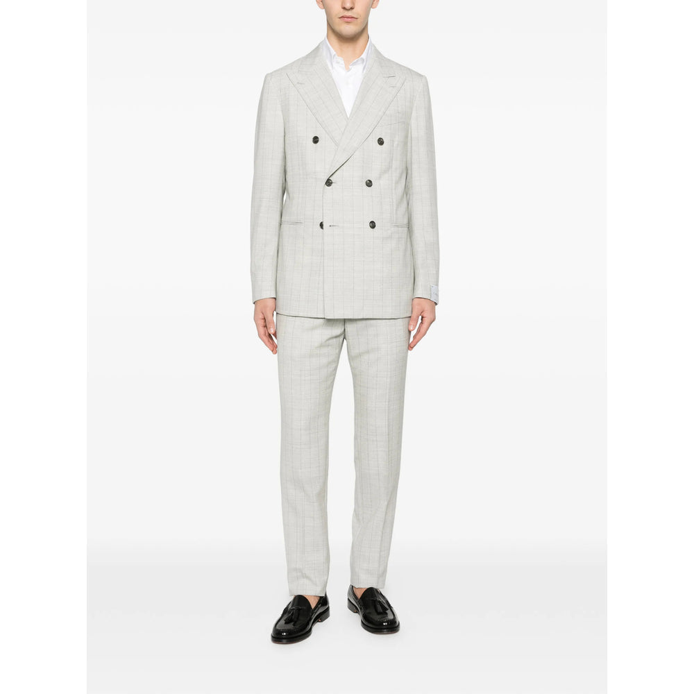Grey Wool Check Coat