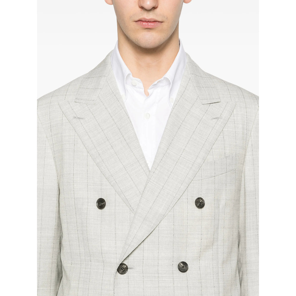 Grey Wool Check Coat