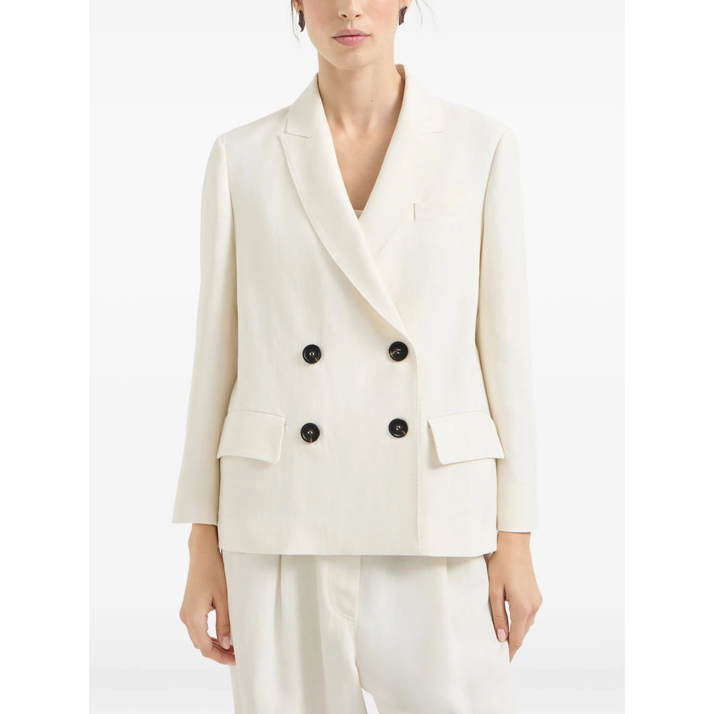Ivory Peak Coat With Monili Detail