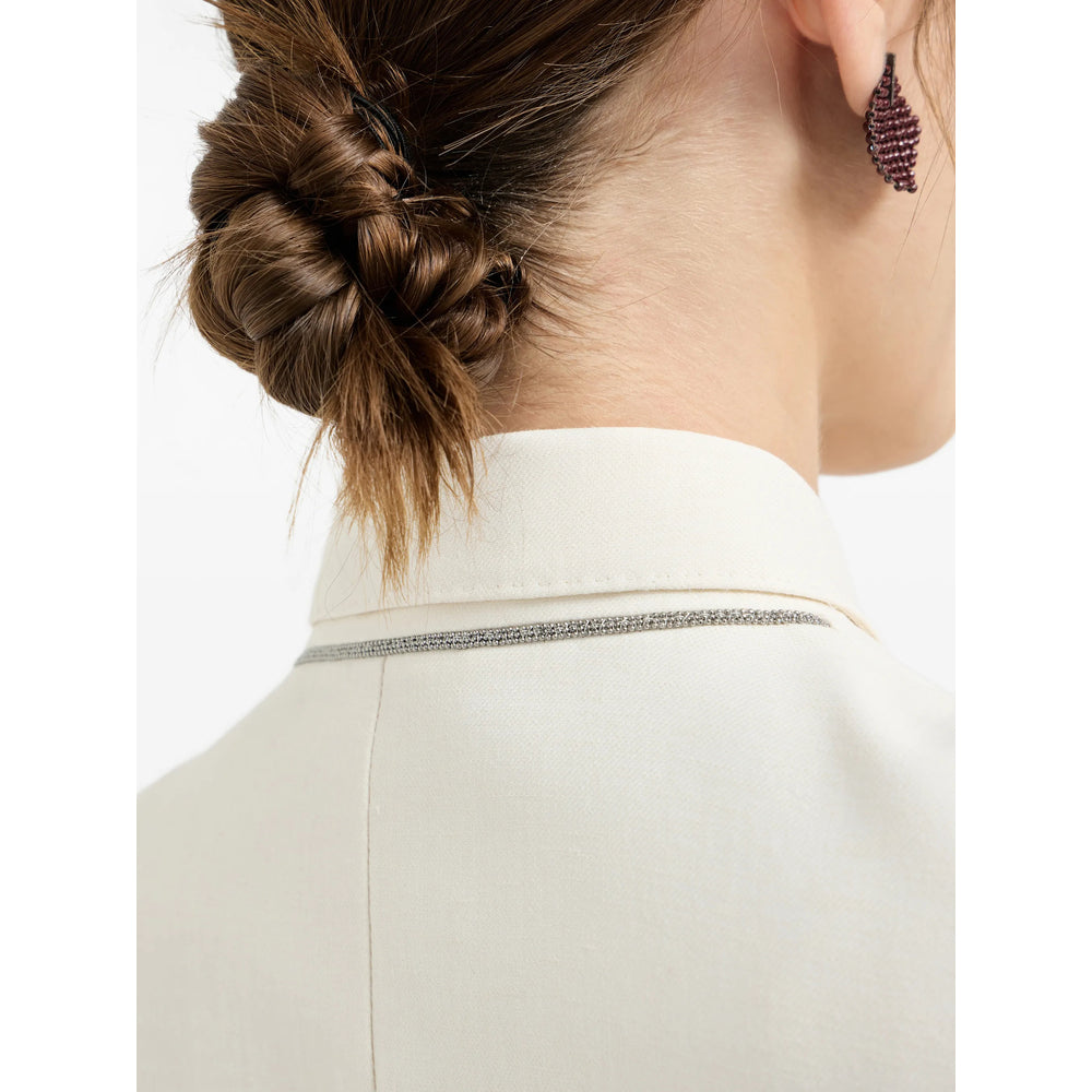 Ivory Peak Coat With Monili Detail