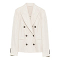 Beige Herringbone Double-breasted Coat