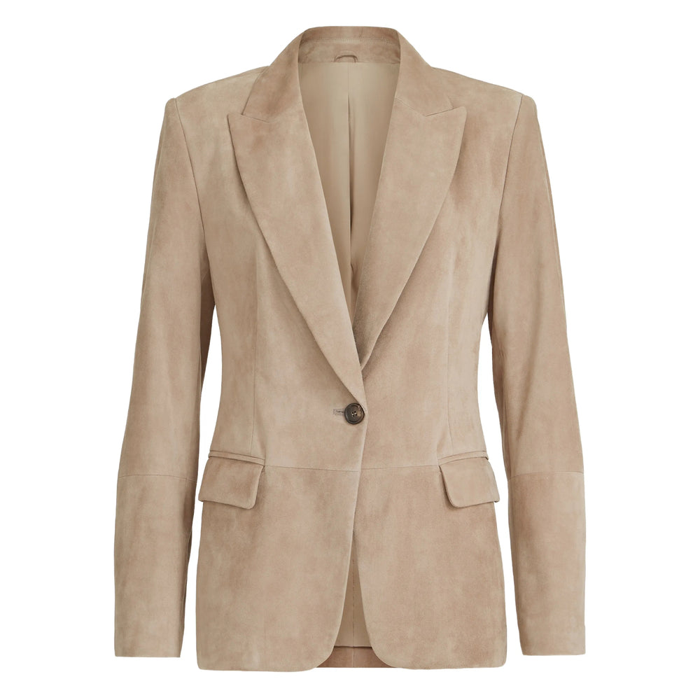 Light Brown Suede Single Breasted Jacket