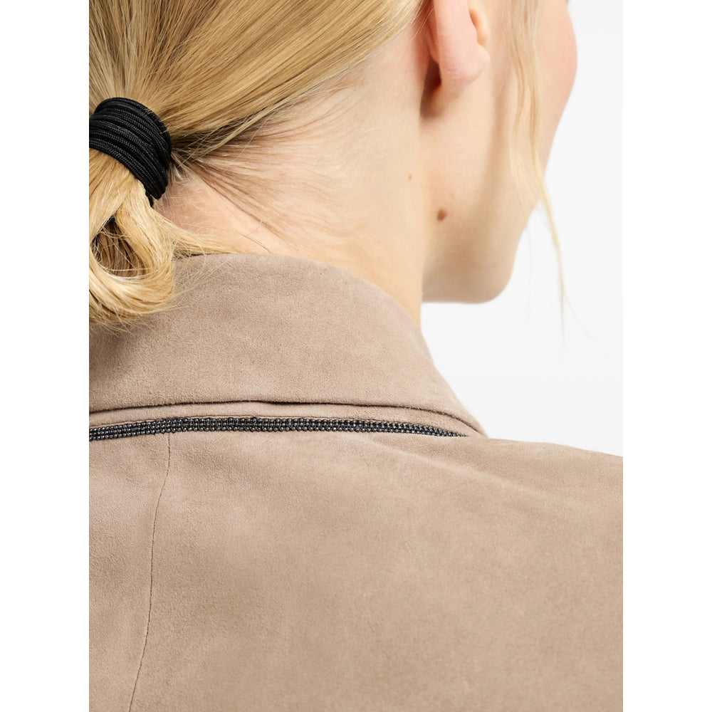 Light Brown Suede Single Breasted Jacket