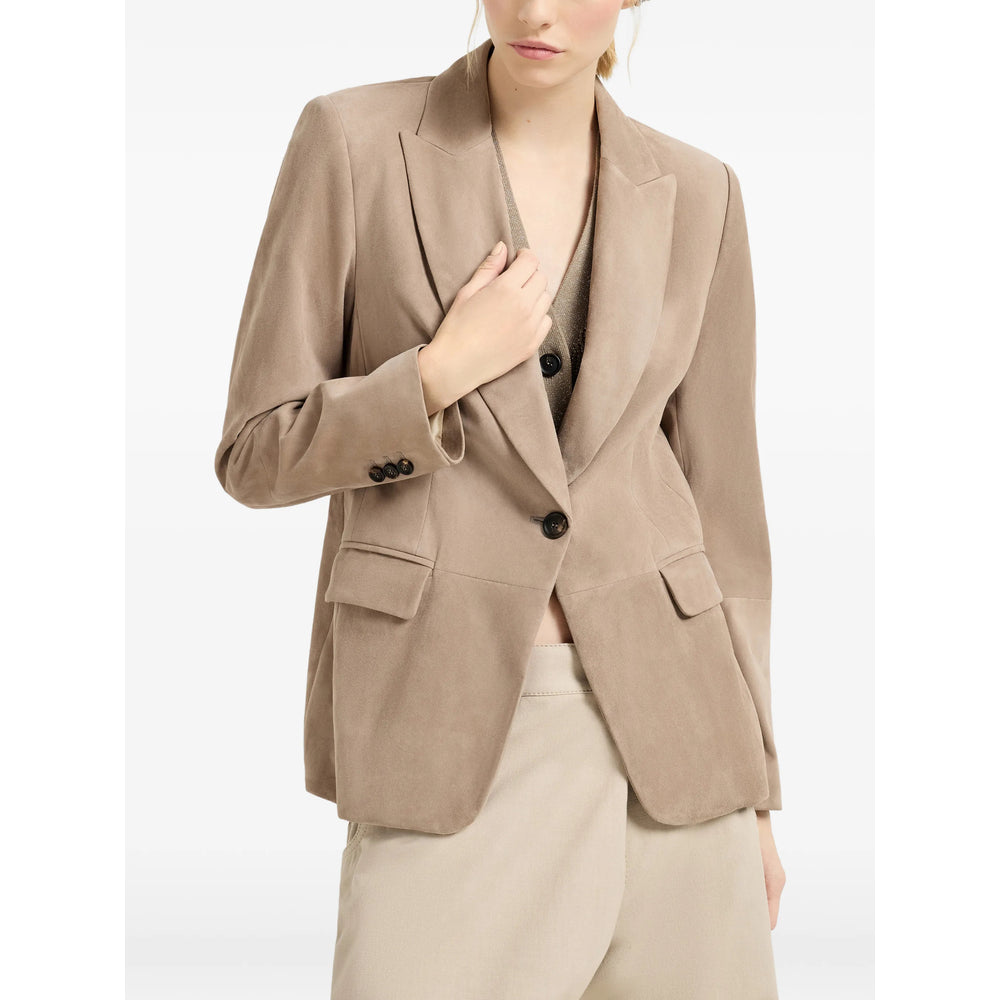 Light Brown Suede Single Breasted Jacket