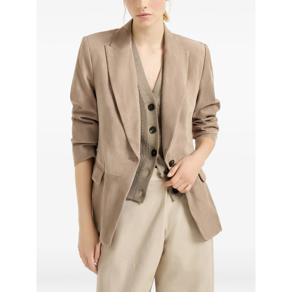 Light Brown Suede Single Breasted Jacket