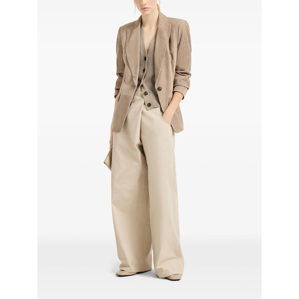 Light Brown Suede Single Breasted Jacket