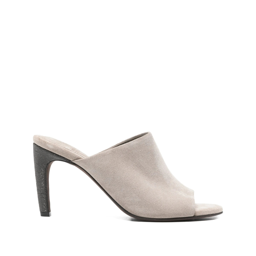 Grey Suede Peep-toe Heel
