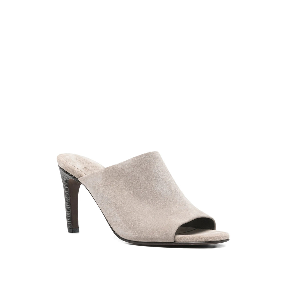 Grey Suede Peep-toe Heel