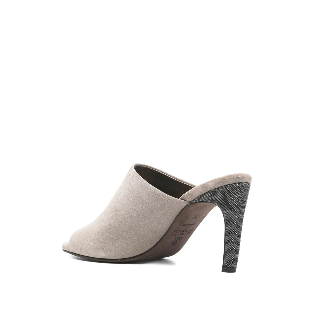 Grey Suede Peep-toe Heel