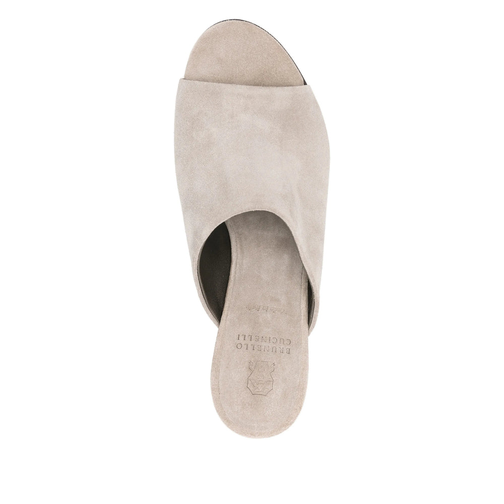 Grey Suede Peep-toe Heel