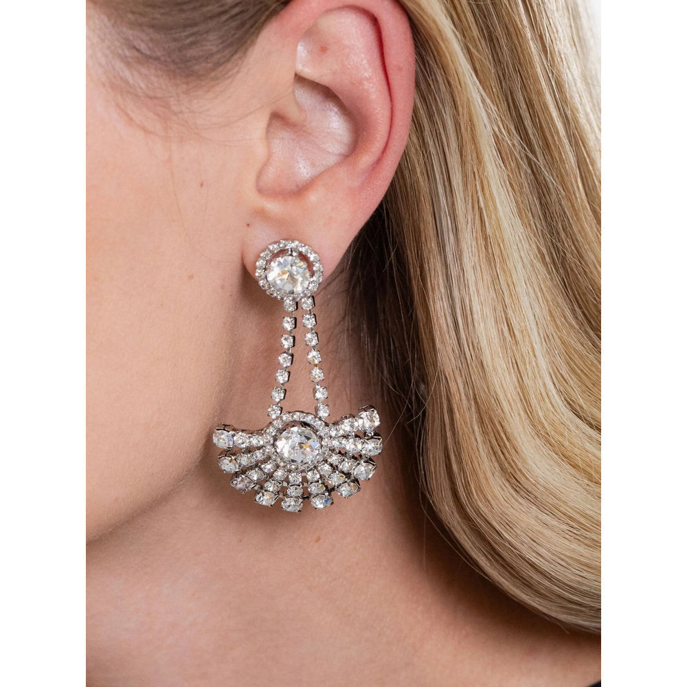 Rhodium Crystal Drop Earrings