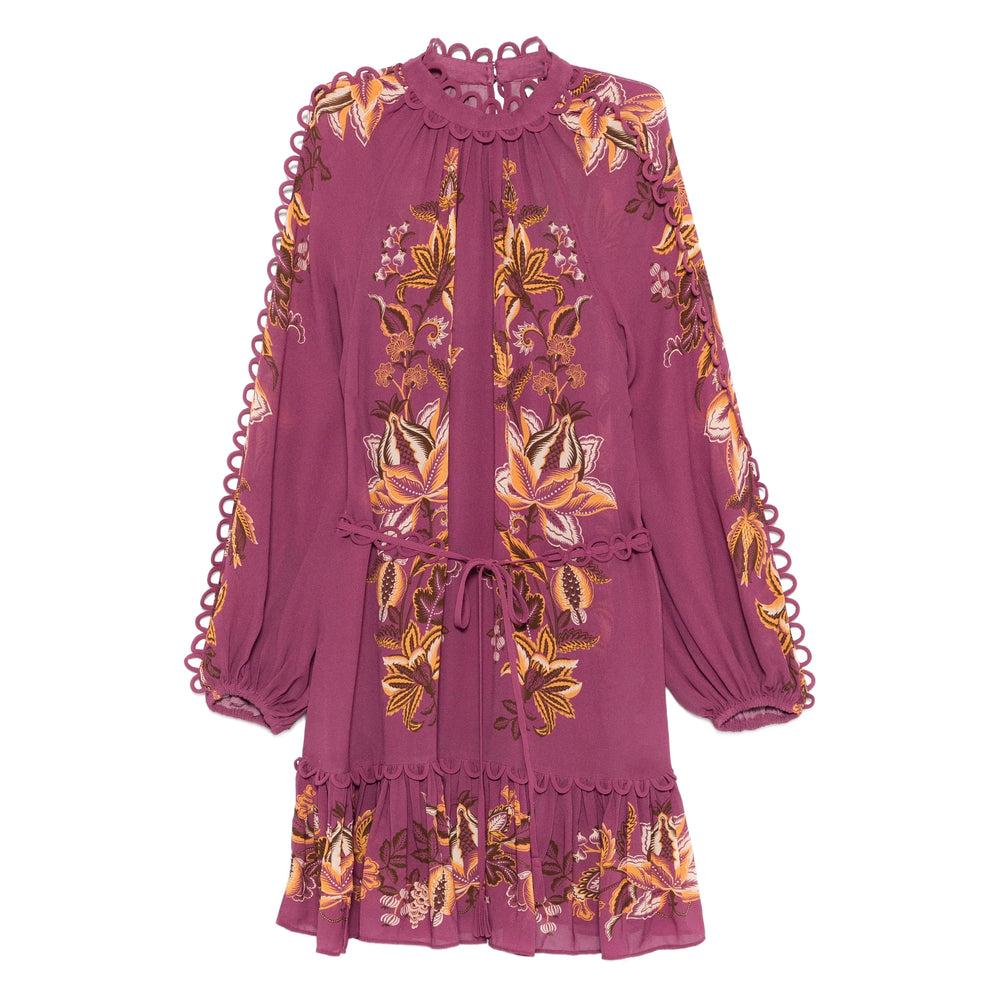 Ruffled Floral Self-tie Blouse
