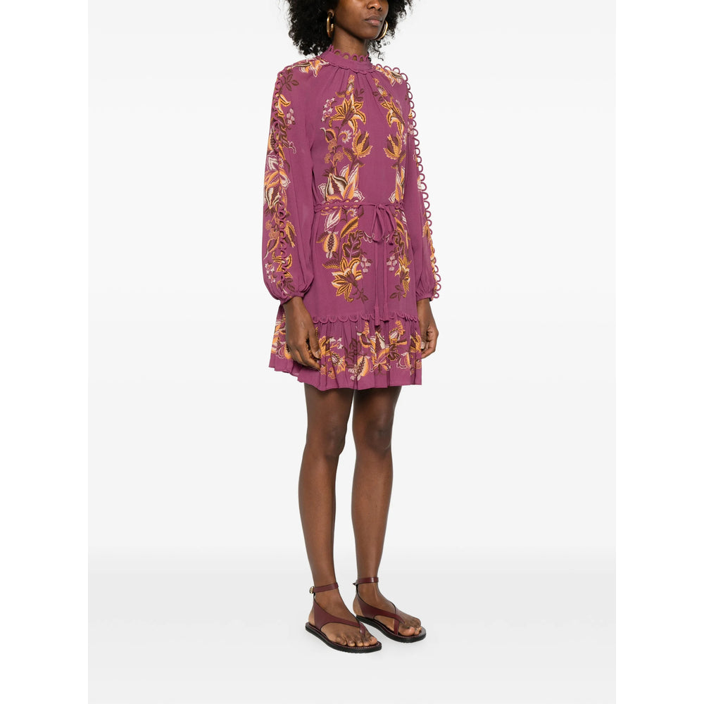 Ruffled Floral Self-tie Blouse