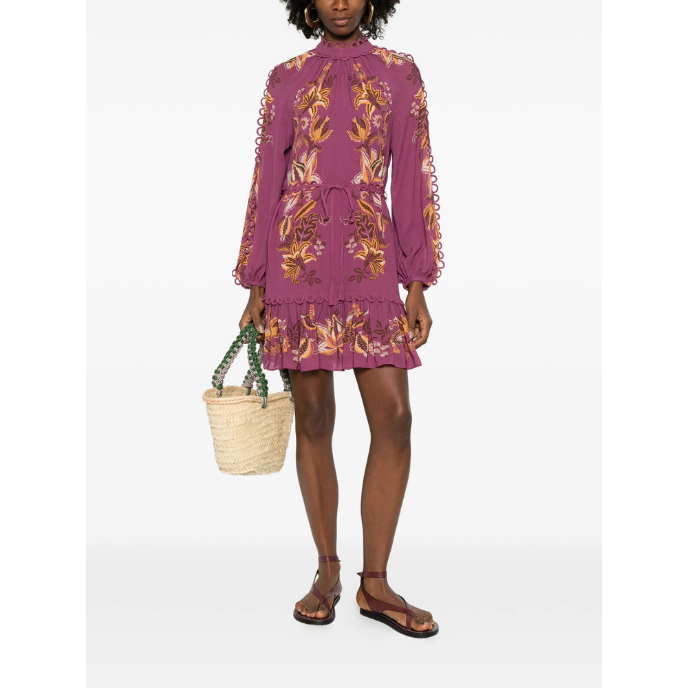 Ruffled Floral Self-tie Blouse