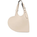 Beige Calf Leather Heart Satchel