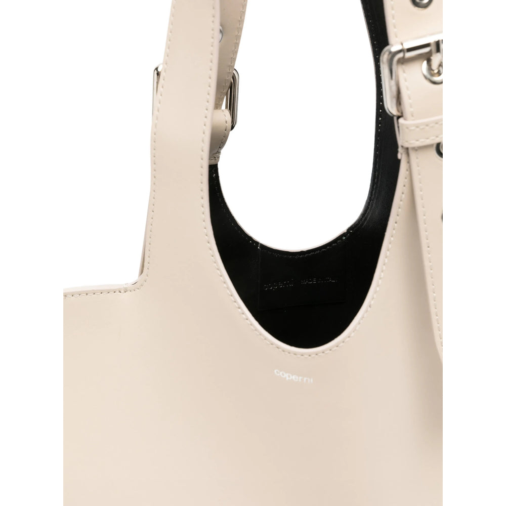 Beige Calf Leather Heart Satchel