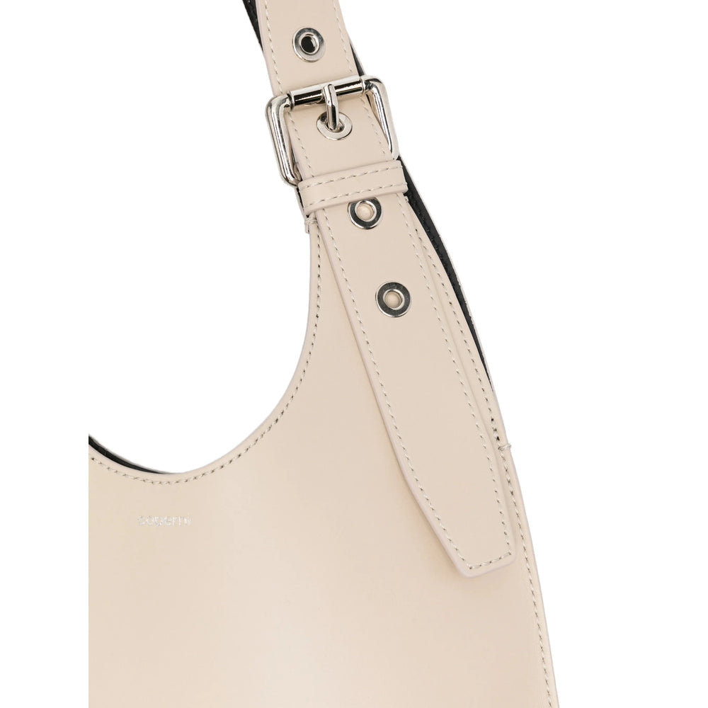 Beige Calf Leather Heart Satchel