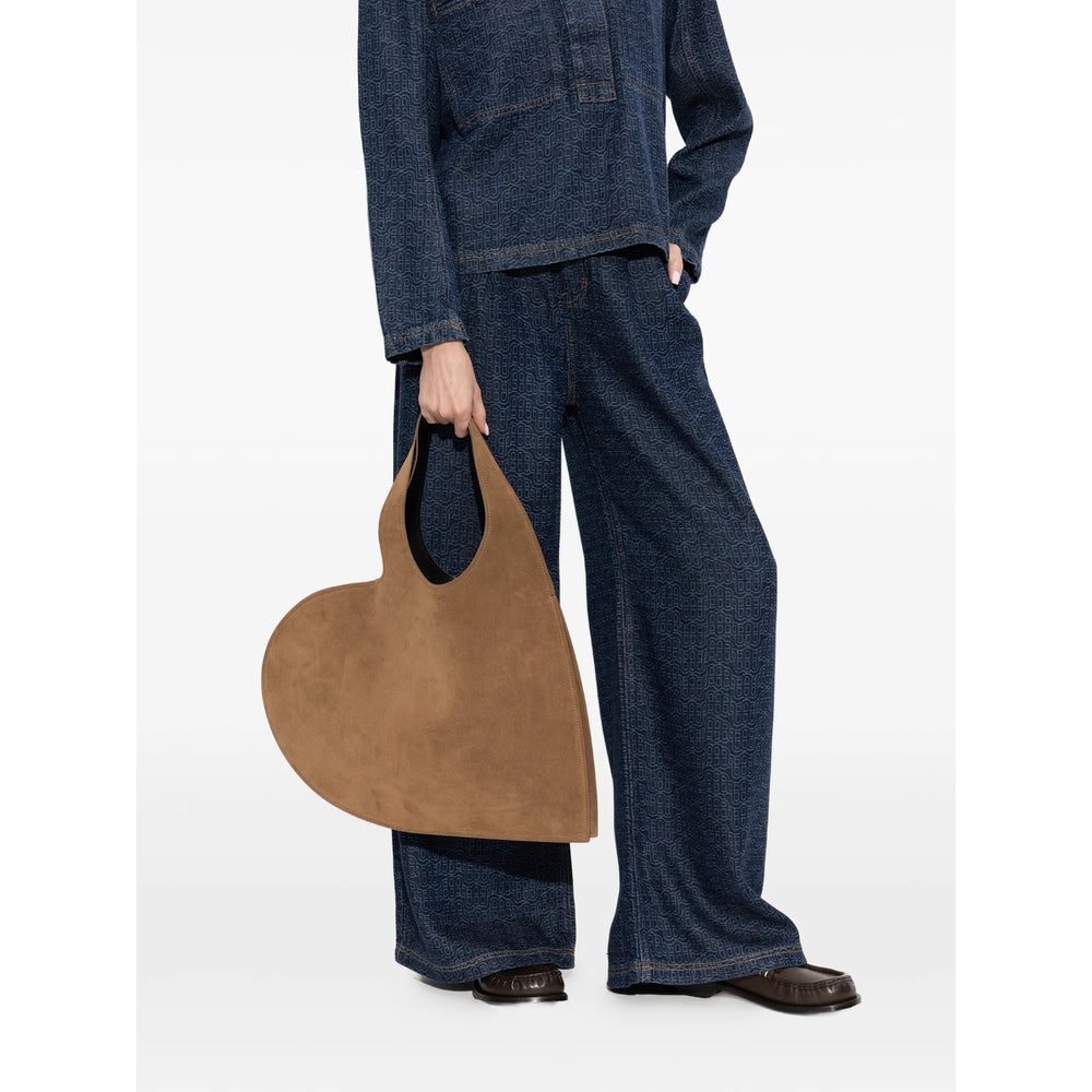 Brown Calf Leather Top-handle Clutch