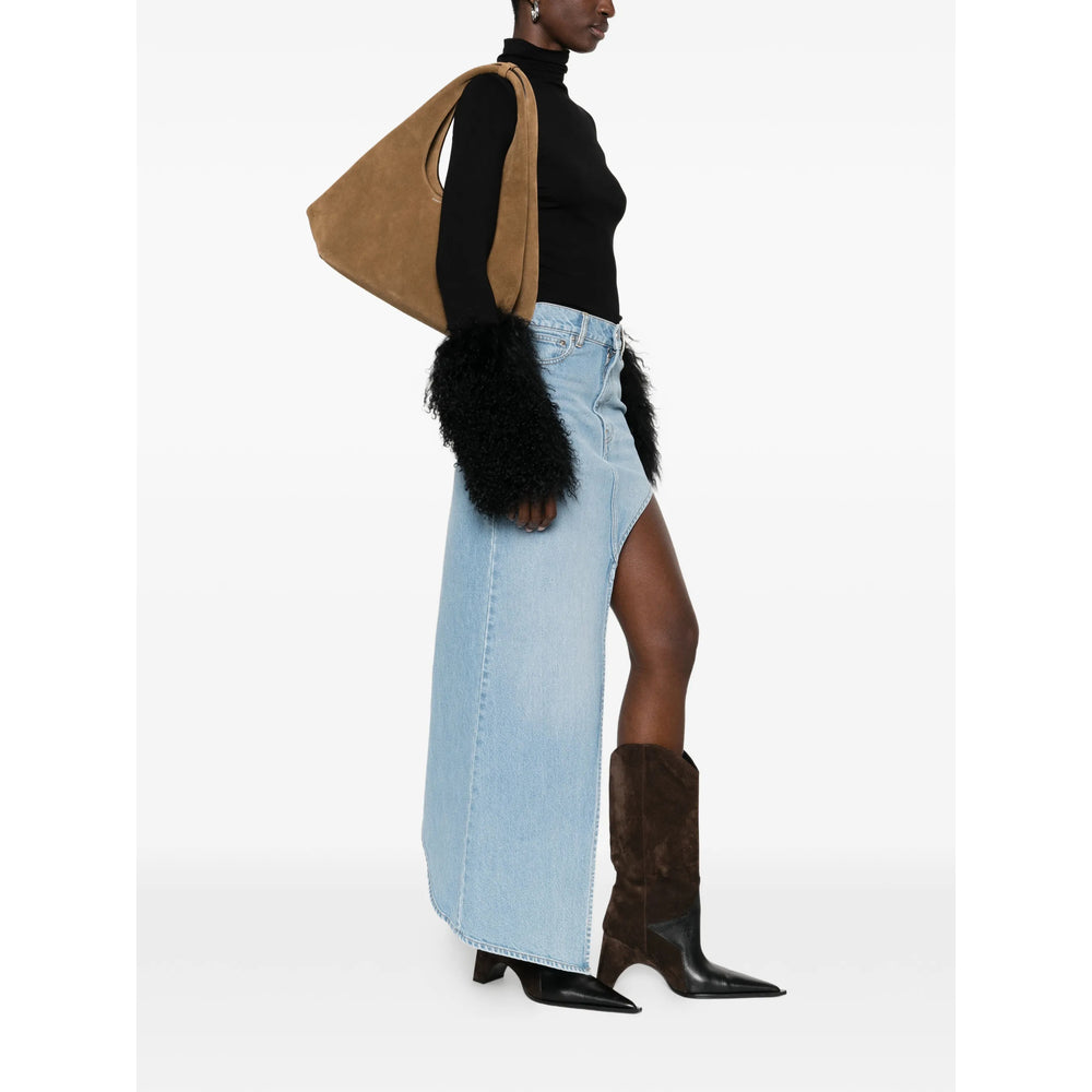 Calf Suede Top Handle Tote Bag