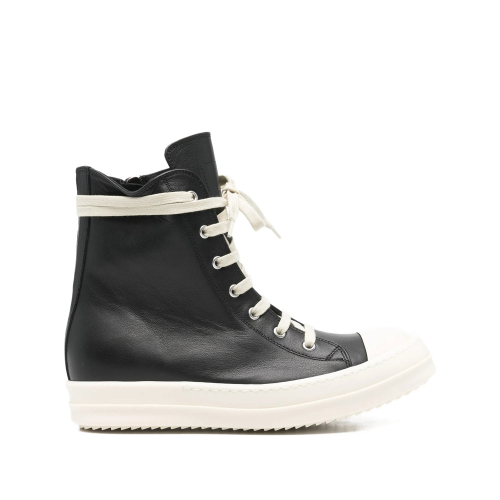 Black Calf Leather High-top Boot