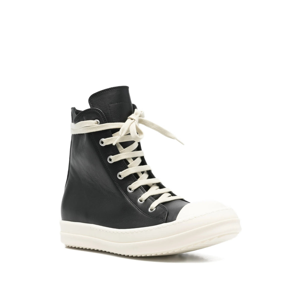 Black Calf Leather High-top Boot