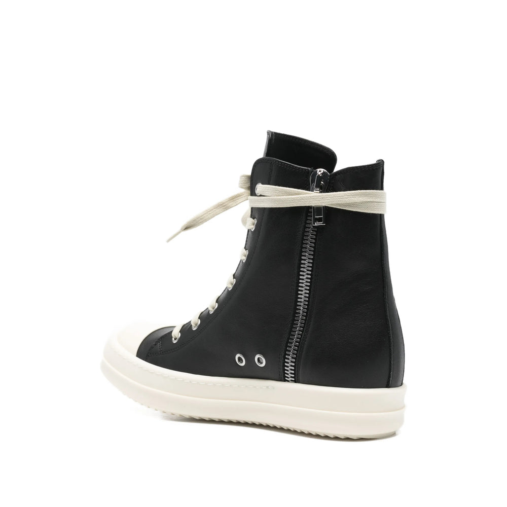 Black Calf Leather High-top Boot