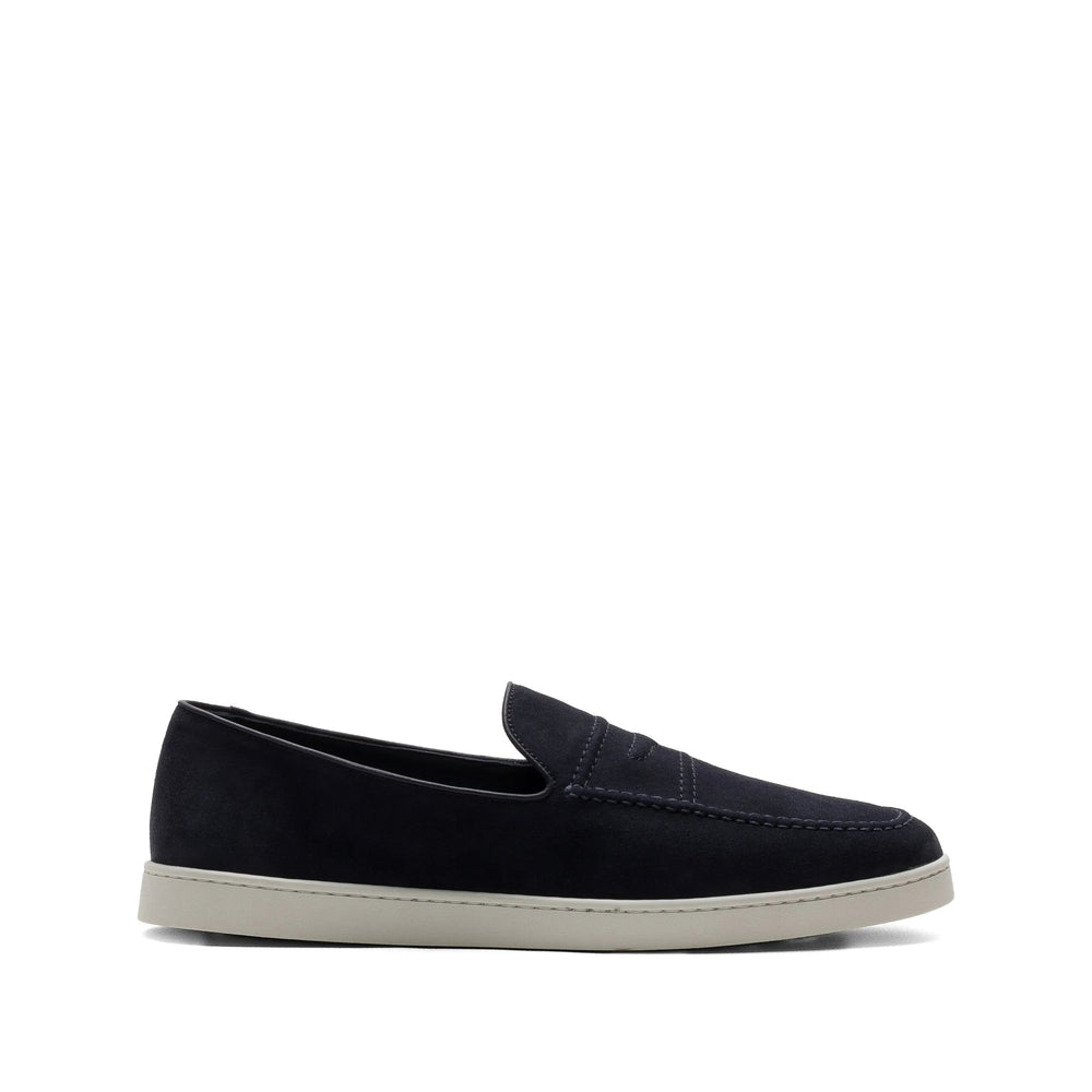 Navy Blue Suede Mocassins