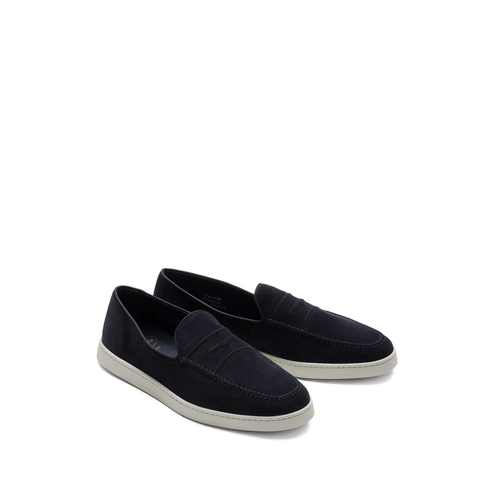 Navy Blue Suede Mocassins