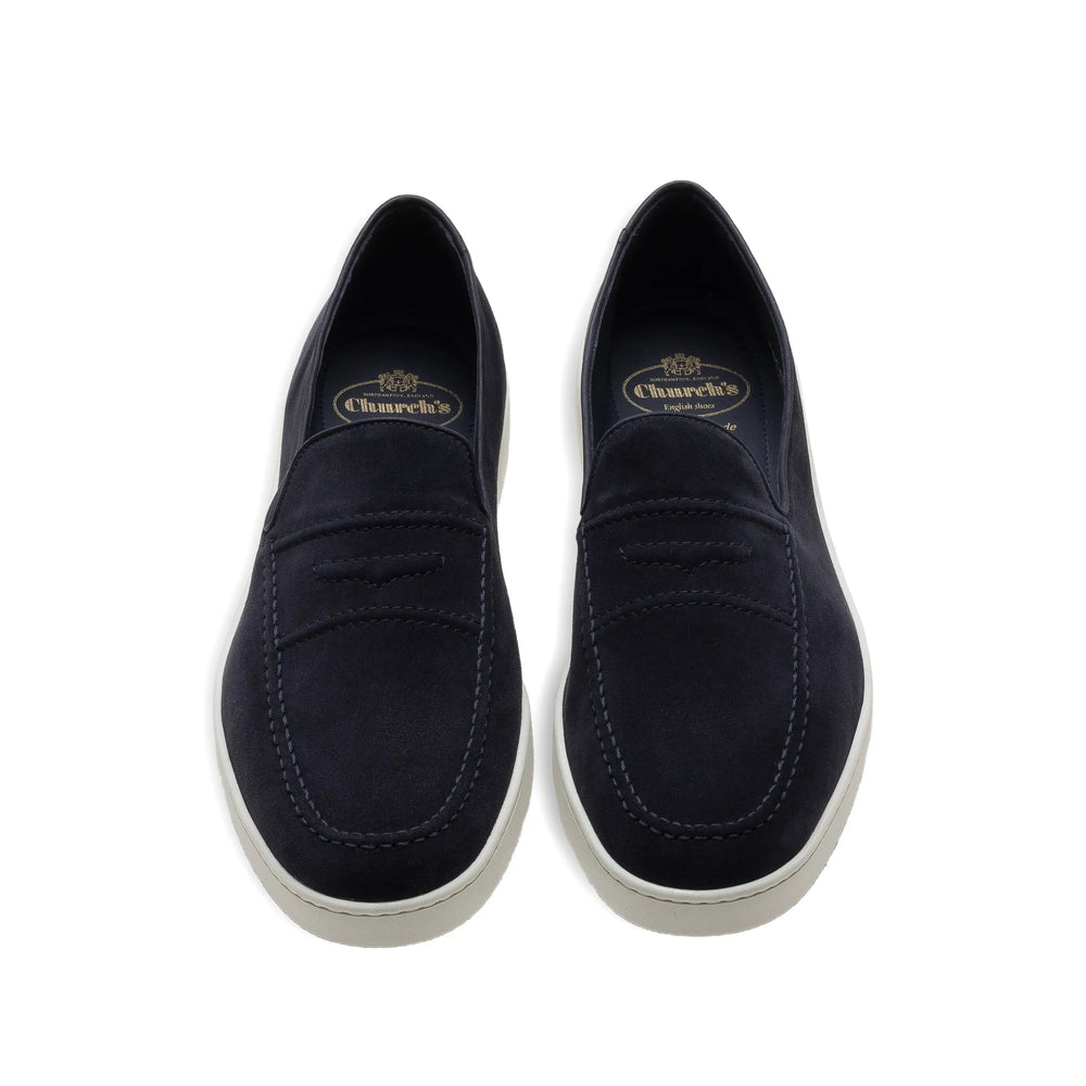Navy Blue Suede Mocassins